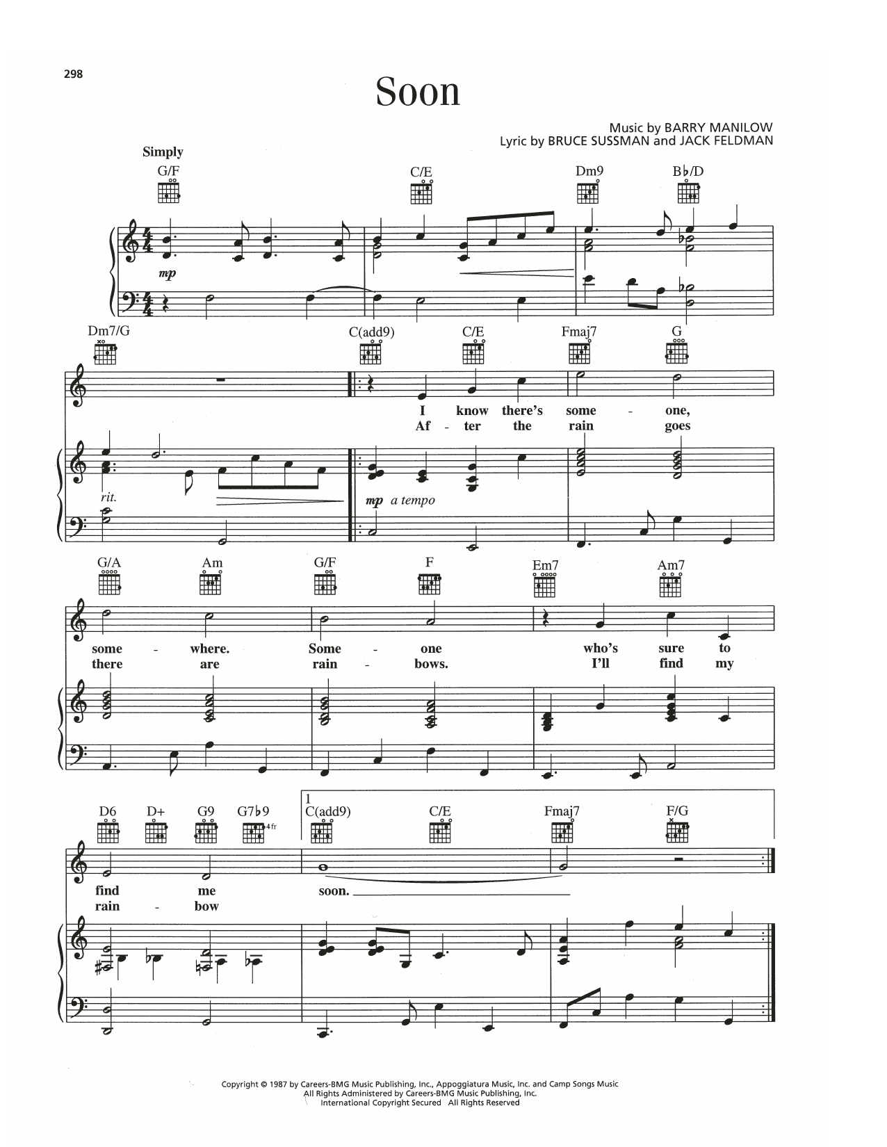 Download Barry Manilow Soon (from Thumbelina) Sheet Music