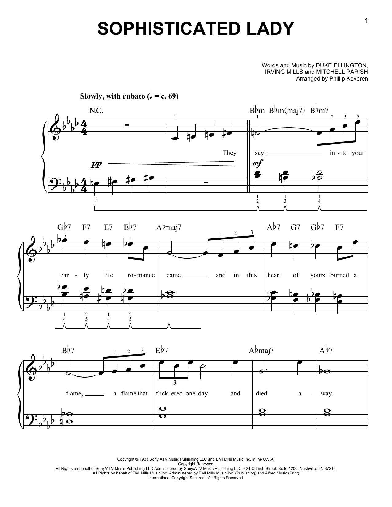 Download Duke Ellington Sophisticated Lady (arr. Phillip Kevere Sheet Music