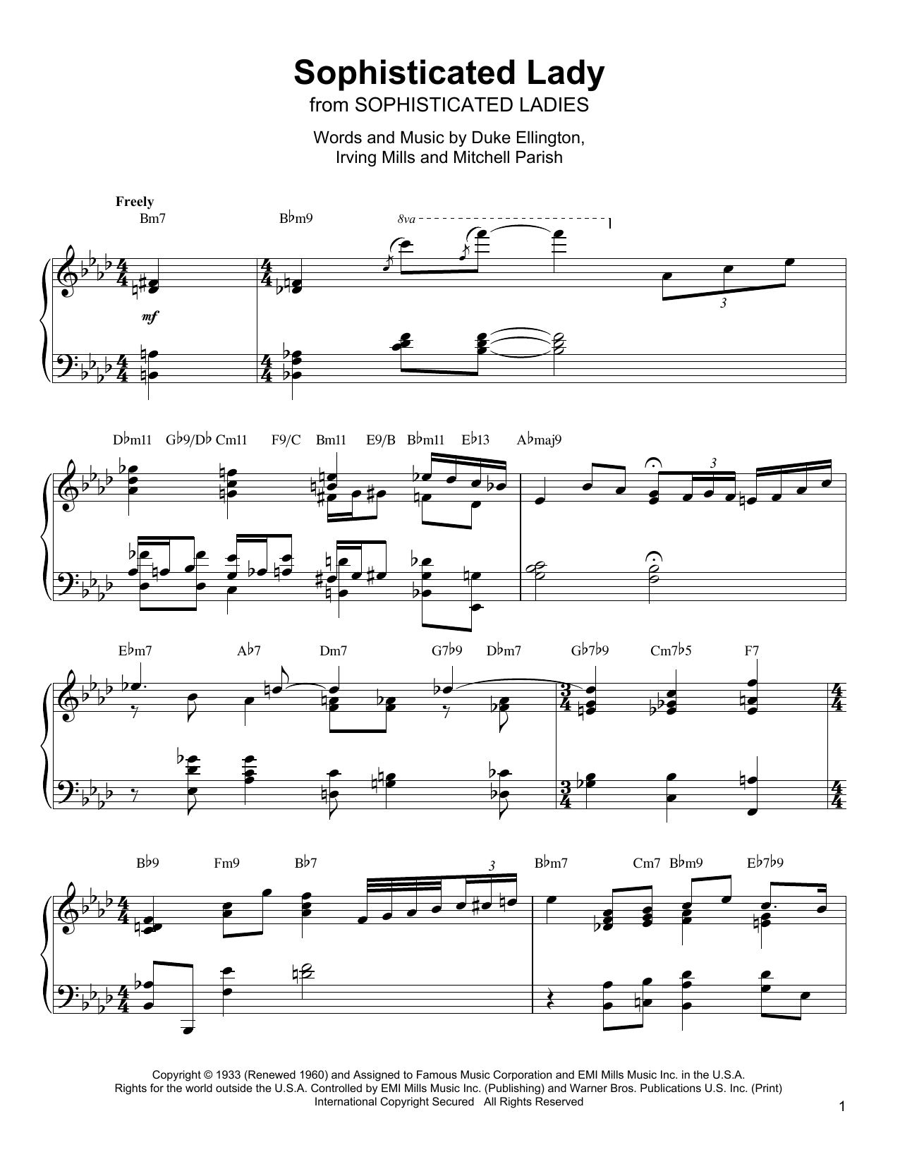 Download Oscar Peterson Sophisticated Lady Sheet Music