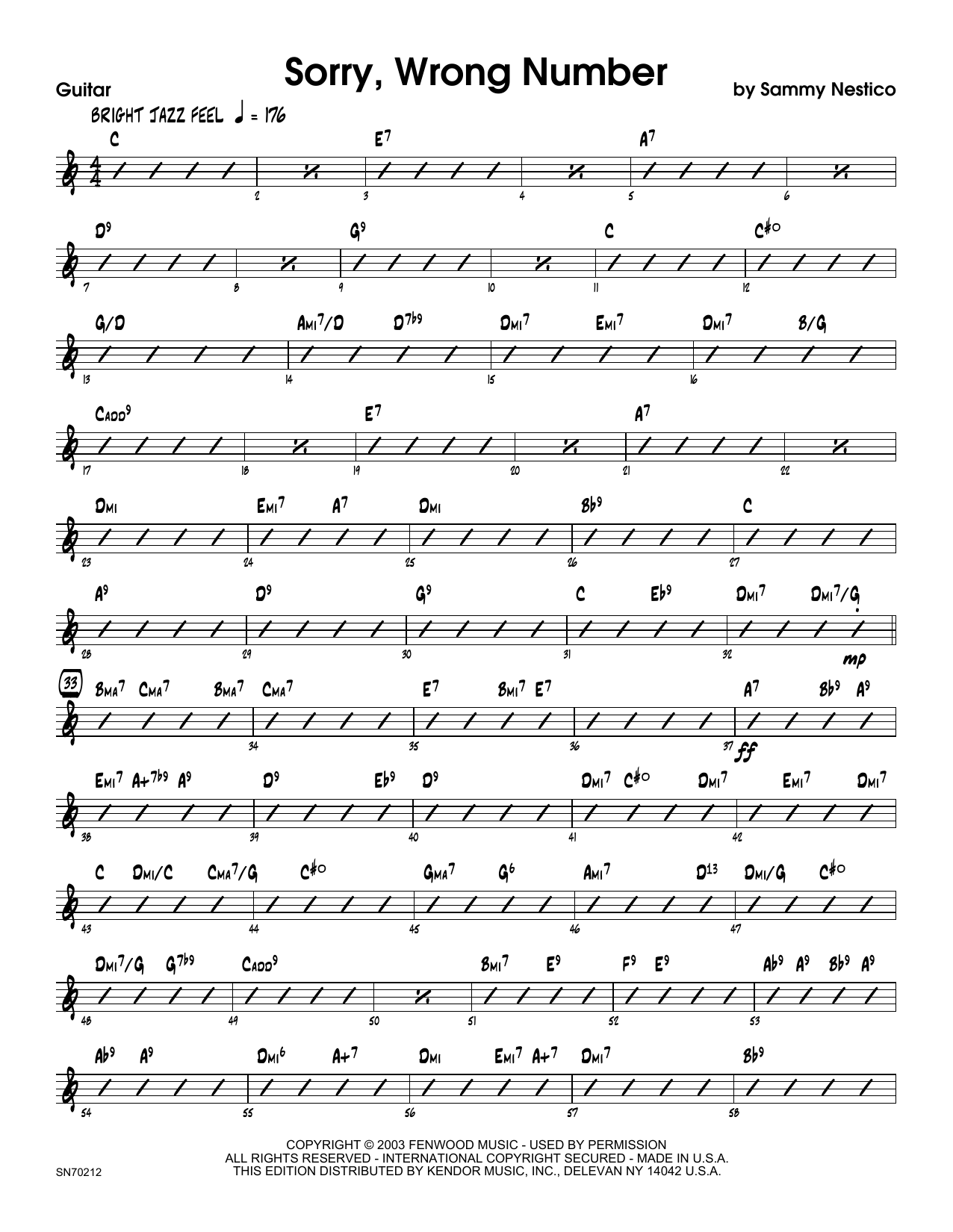 Download Sammy Nestico Sorry, Wrong Number - Guitar Sheet Music