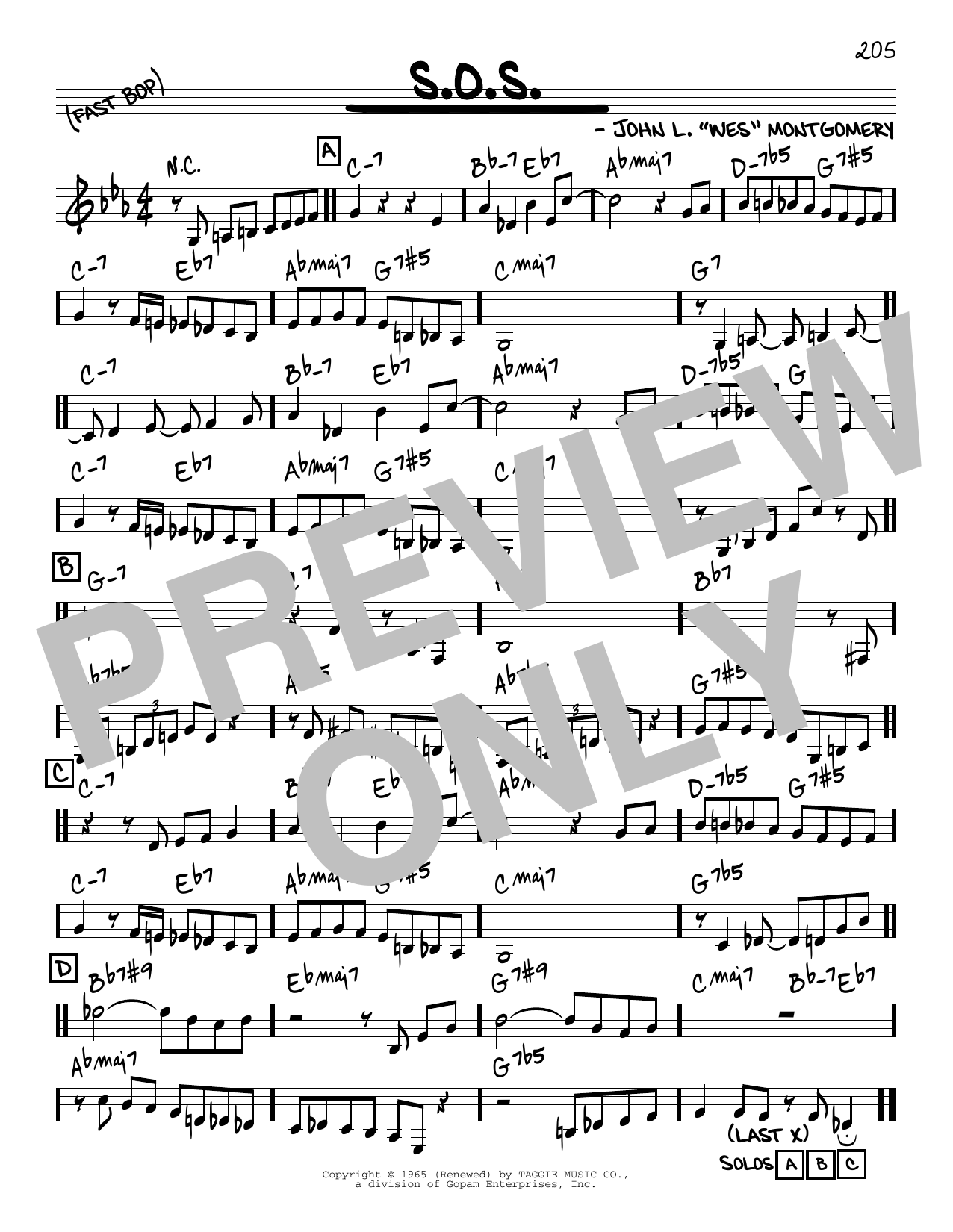 Download Wes Montgomery S.O.S. Sheet Music