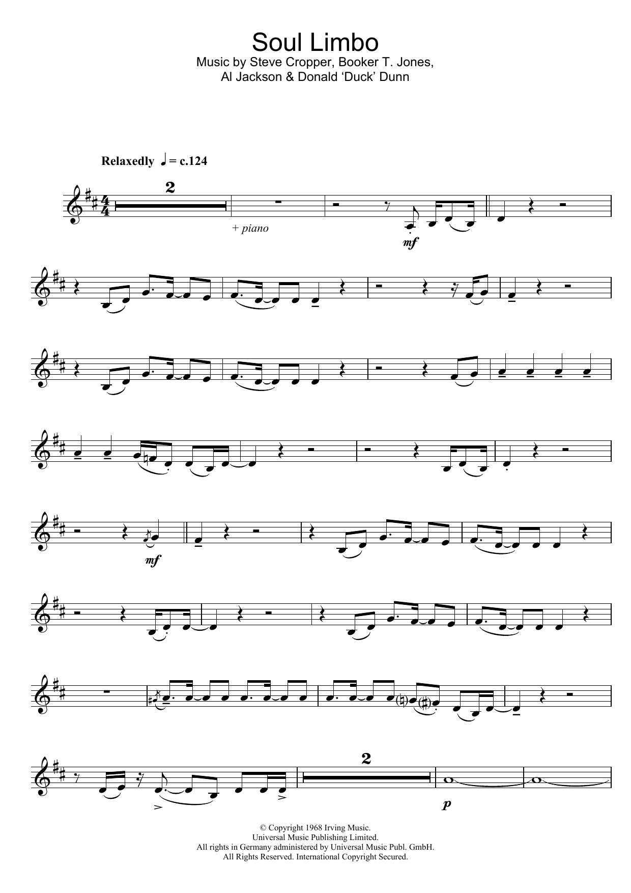 Download Booker T and The MGs Soul Limbo Sheet Music
