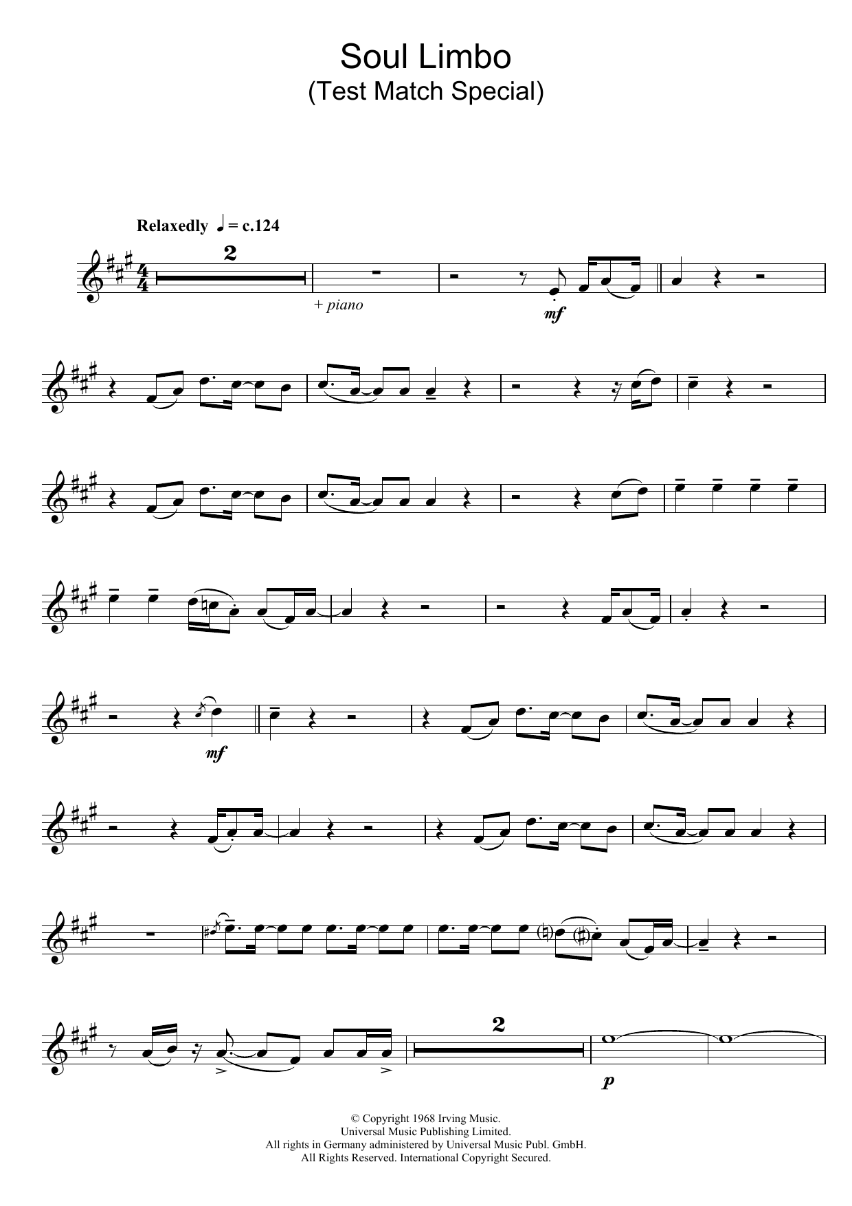 Download Booker T and The MGs Soul Limbo Sheet Music