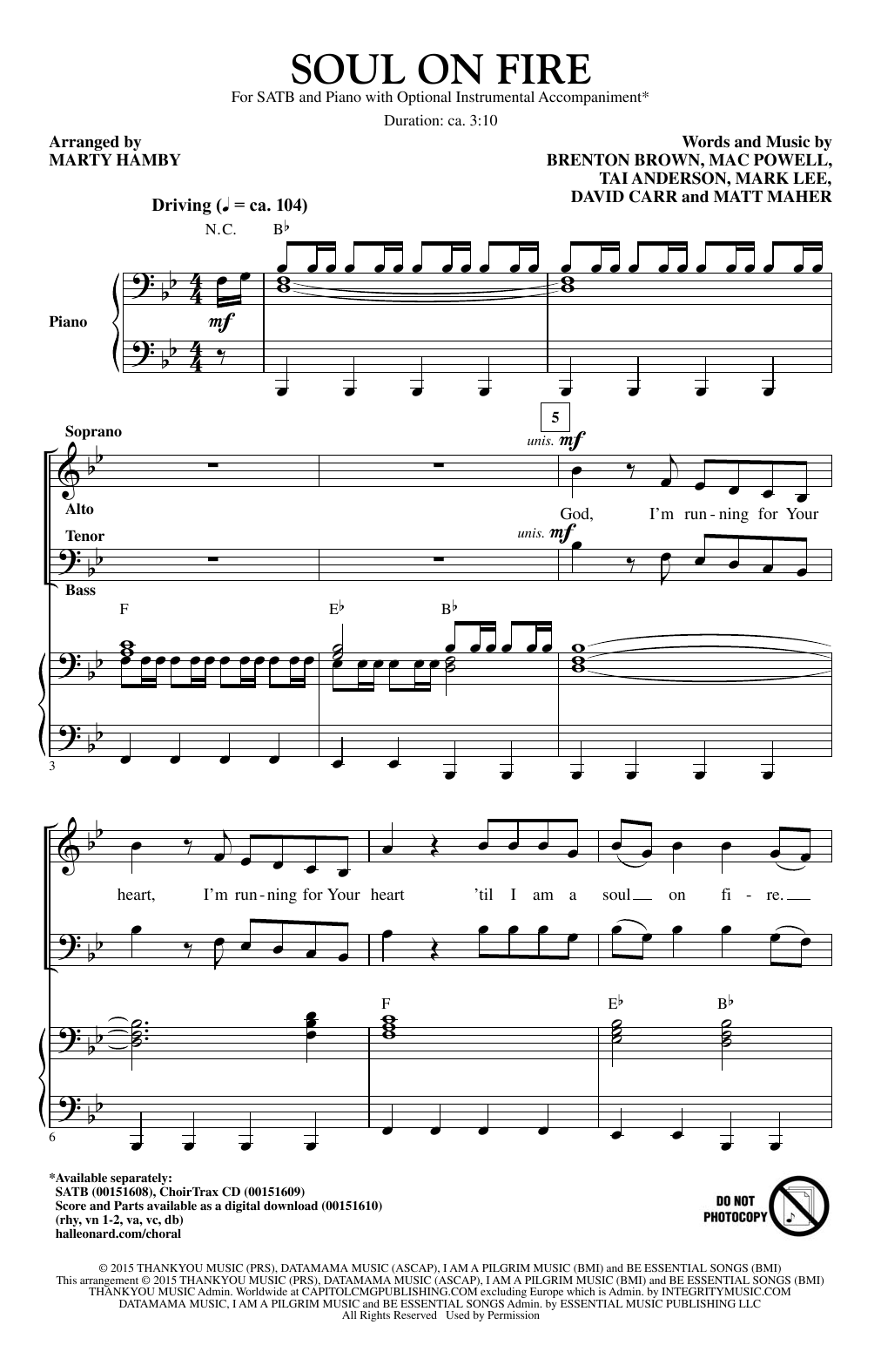 Download Marty Hamby Soul On Fire Sheet Music