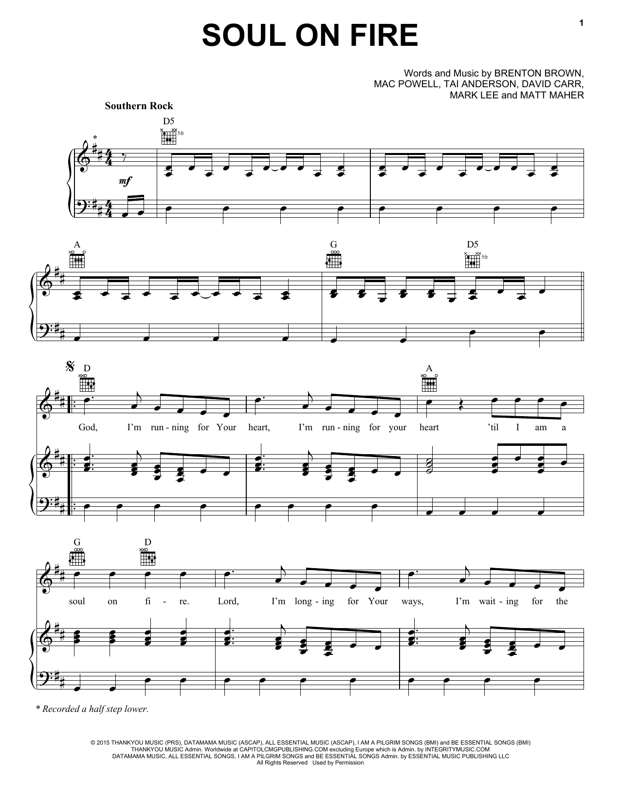 Download Third Day Soul On Fire Sheet Music