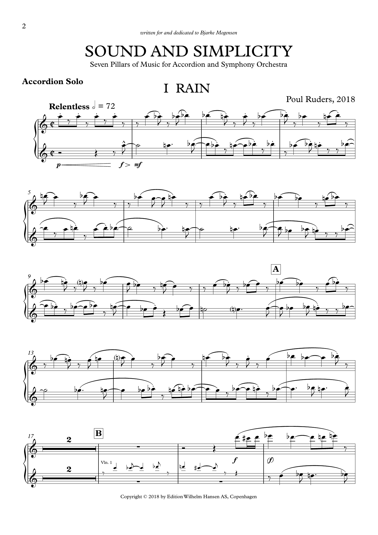 Poul Ruders Sound and Simplicity sheet music notes printable PDF score