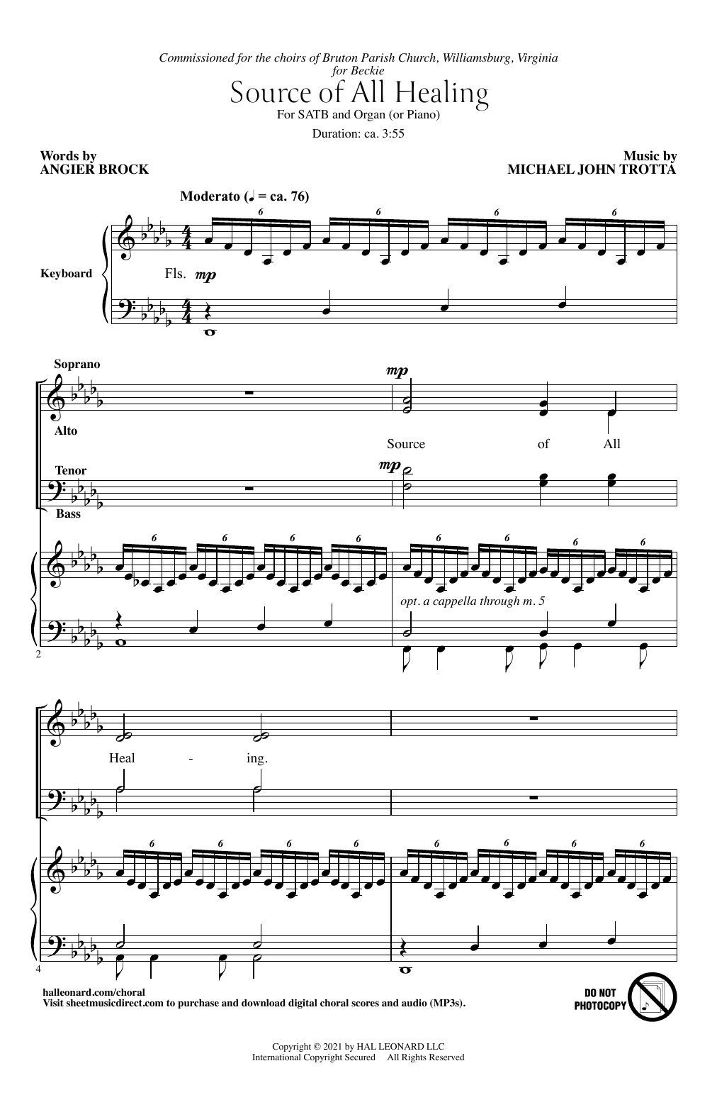 Download Angier Brock and Michael John Trotta Source Of All Healing Sheet Music