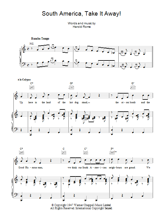 Download Bing Crosby South America, Take It Away! Sheet Music