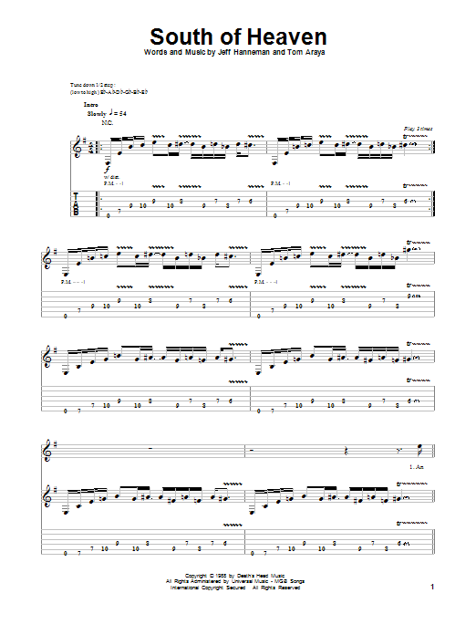 Download Slayer South Of Heaven Sheet Music