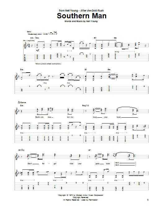 Download Neil Young Southern Man Sheet Music