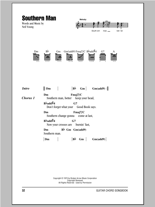 Download Neil Young Southern Man Sheet Music