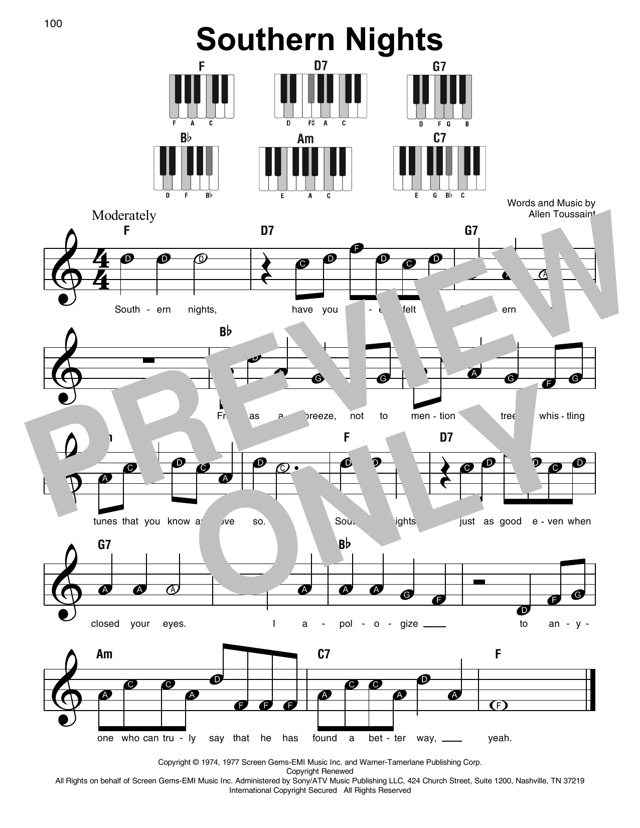 Download Glen Campbell Southern Nights Sheet Music