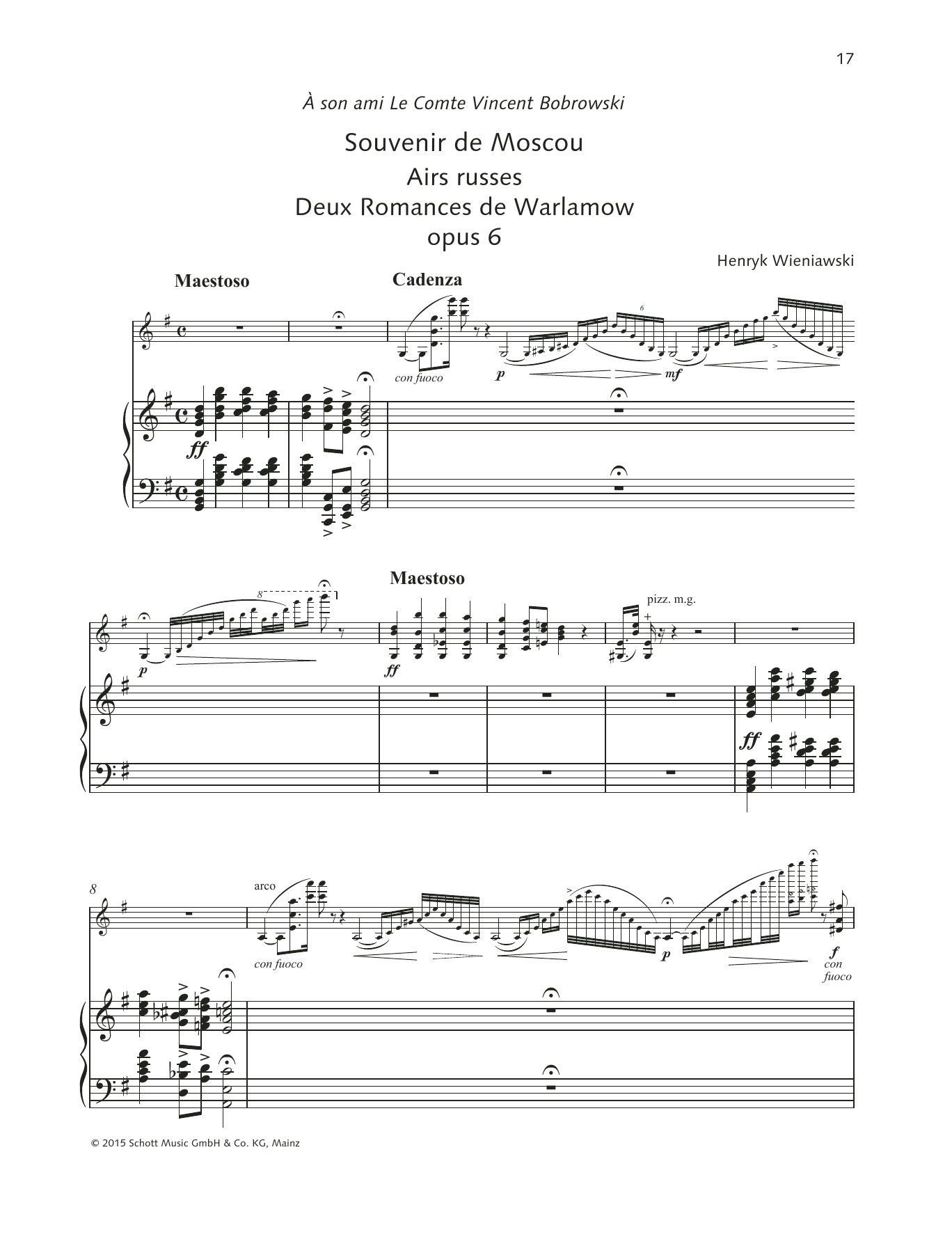Download Henryk Wieniawski Souvenir de Moscou/Airs russes Sheet Music