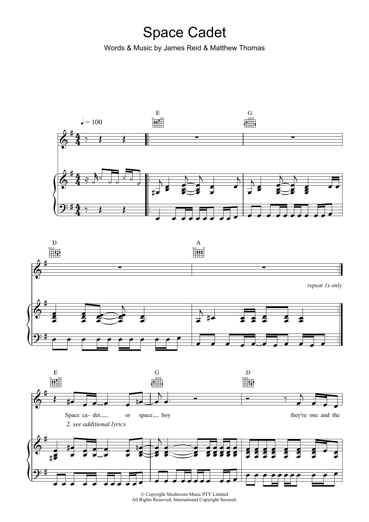 Download The Feelers Space Cadet Sheet Music