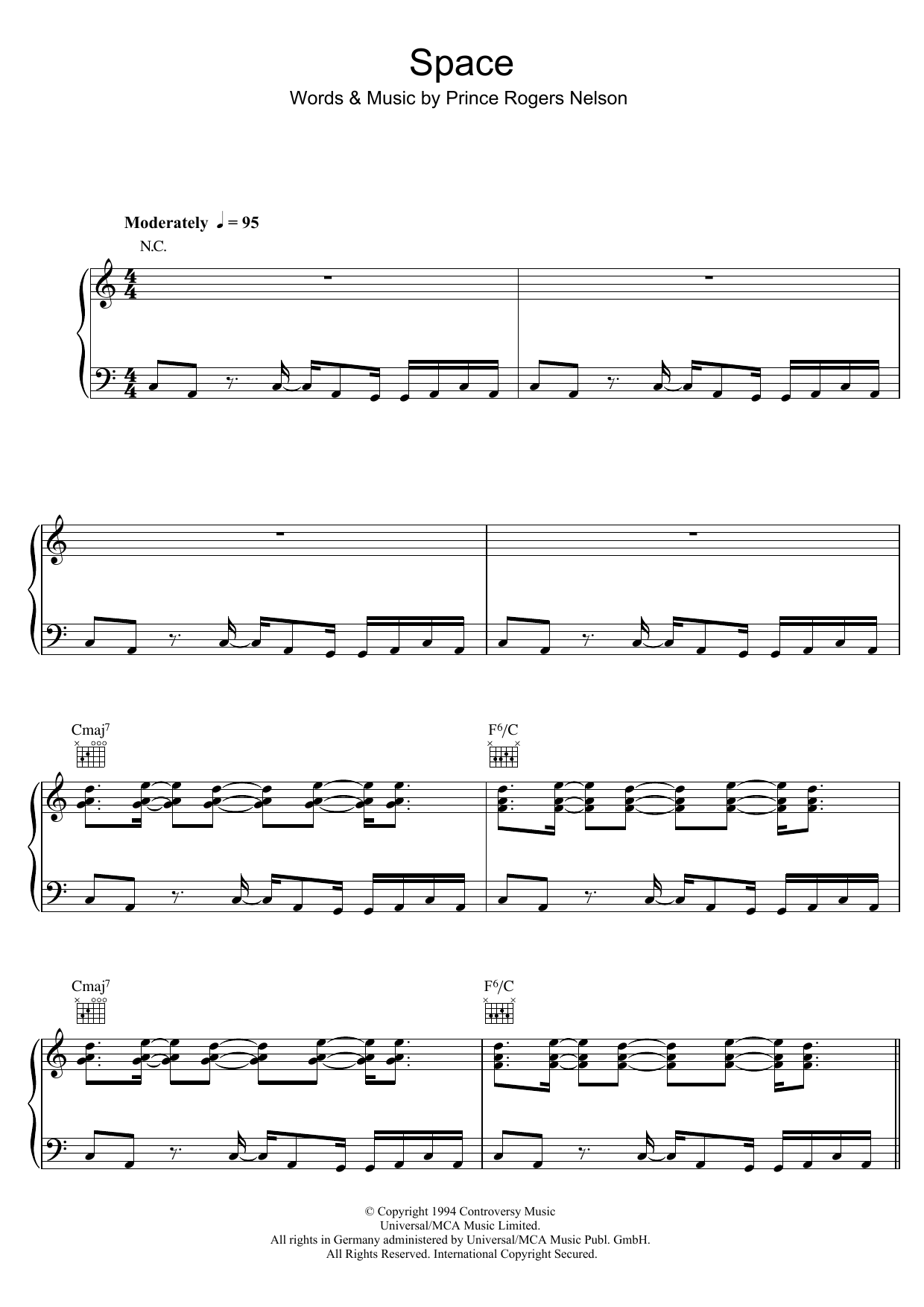 Download Prince Space Sheet Music