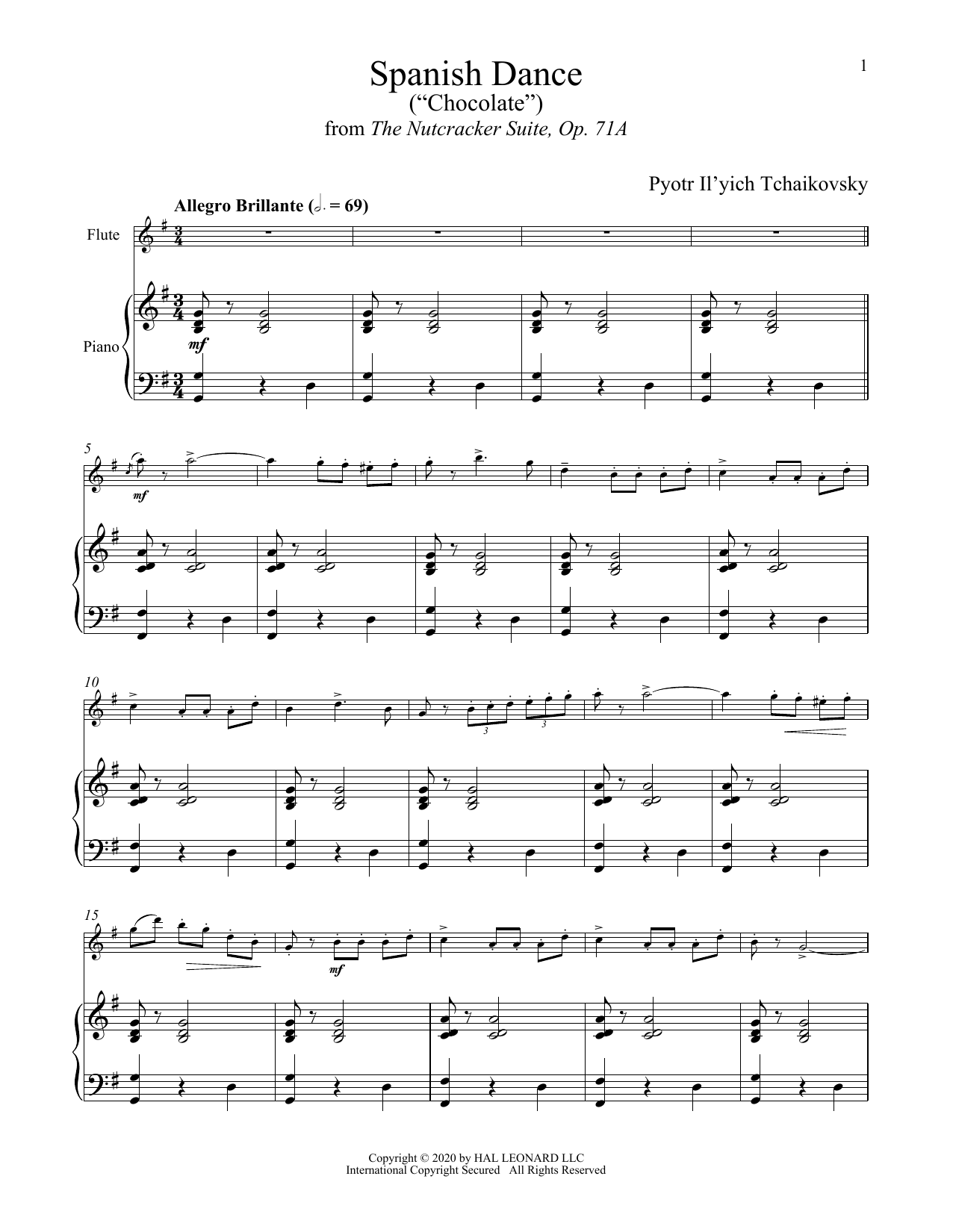 Download Pyotr Il'yich Tchaikovsky Spanish Dance (from The Nutcracker) Sheet Music