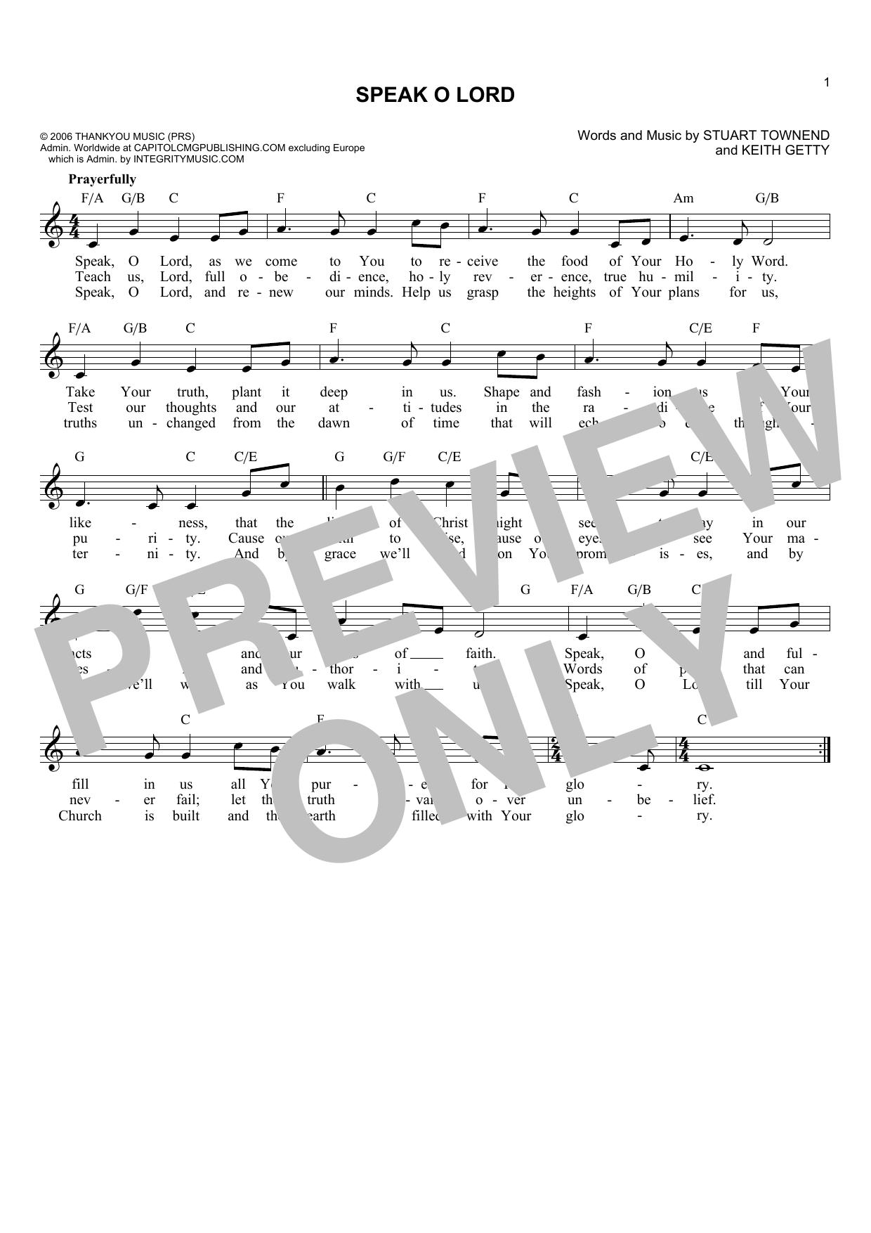 Download Keith Getty Speak O Lord Sheet Music