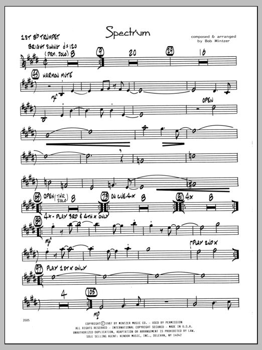 Download Bob Mintzer Spectrum - 1st Bb Trumpet Sheet Music