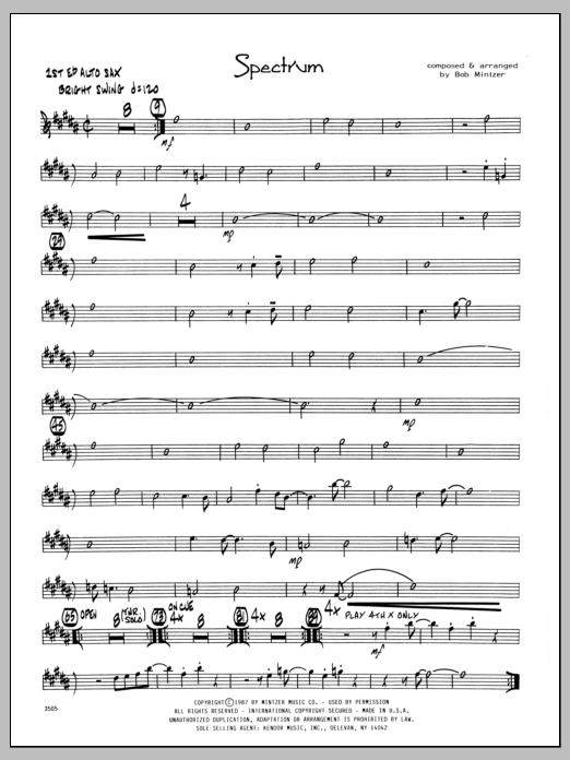 Download Bob Mintzer Spectrum - 1st Eb Alto Saxophone Sheet Music