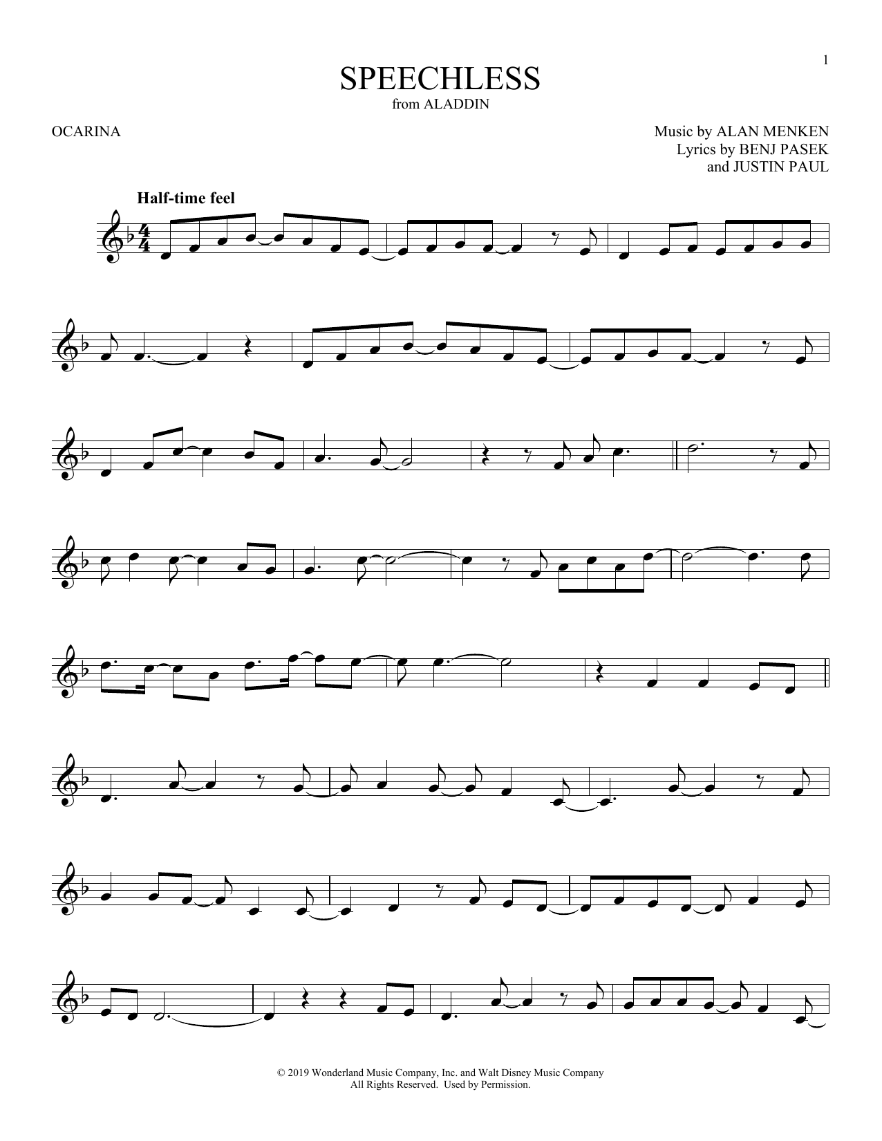Naomi Scott Speechless (from Aladdin) (2019) sheet music notes printable PDF score
