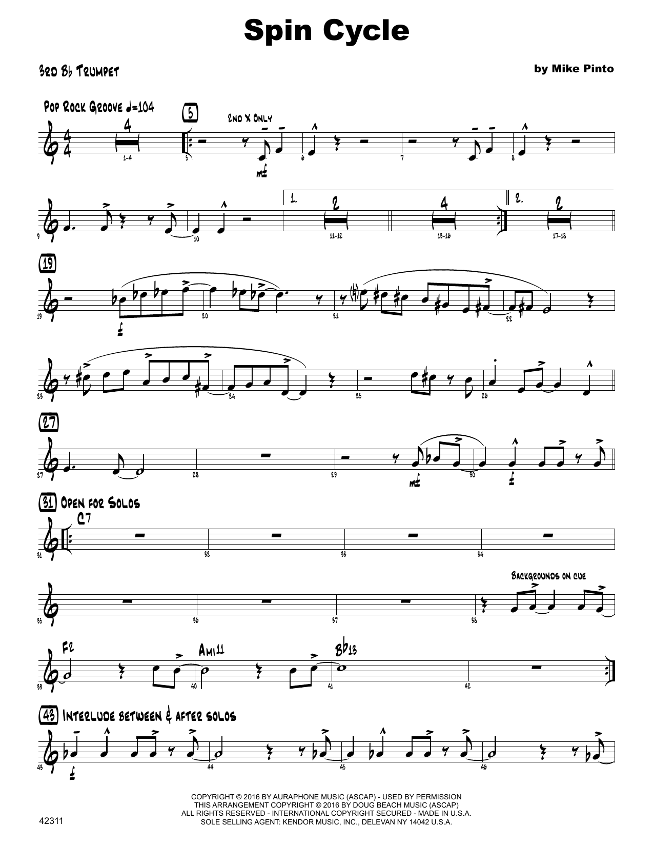 Download Mike Pinto Spin Cycle - 3rd Bb Trumpet Sheet Music