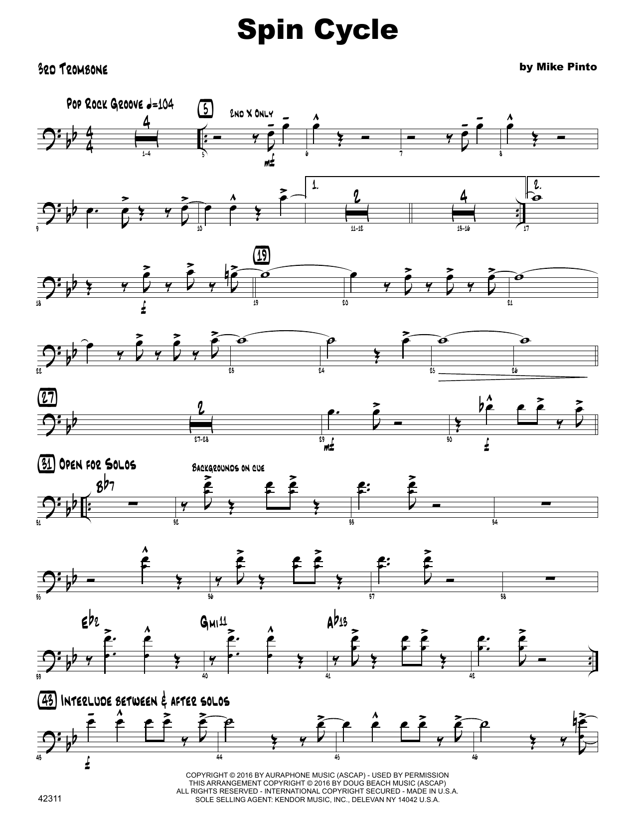 Download Mike Pinto Spin Cycle - 3rd Trombone Sheet Music
