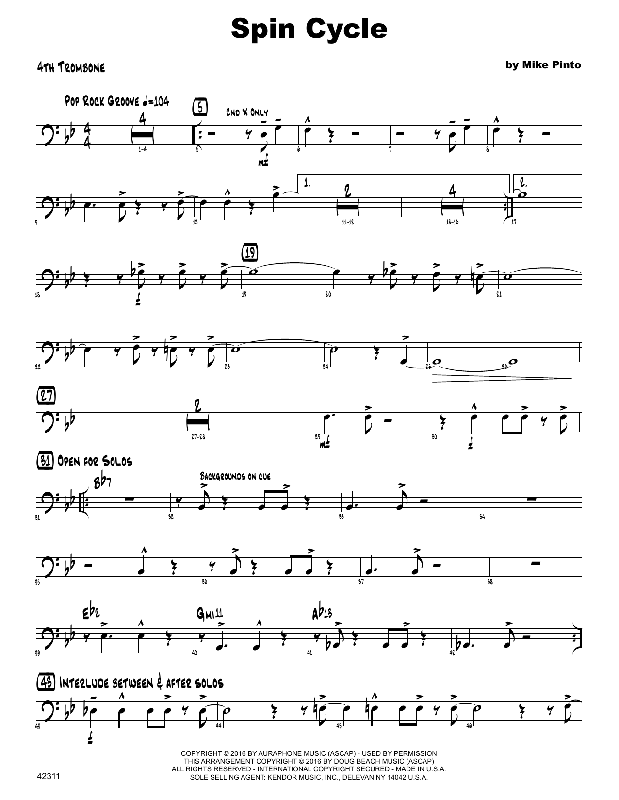 Download Mike Pinto Spin Cycle - 4th Trombone Sheet Music