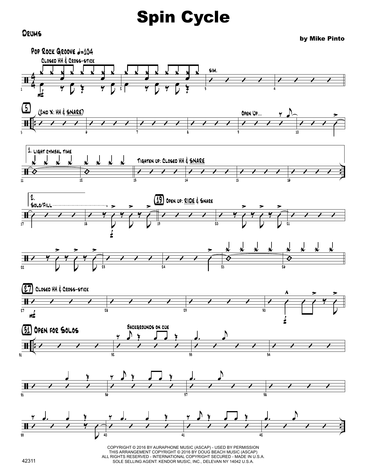 Download Mike Pinto Spin Cycle - Drum Set Sheet Music