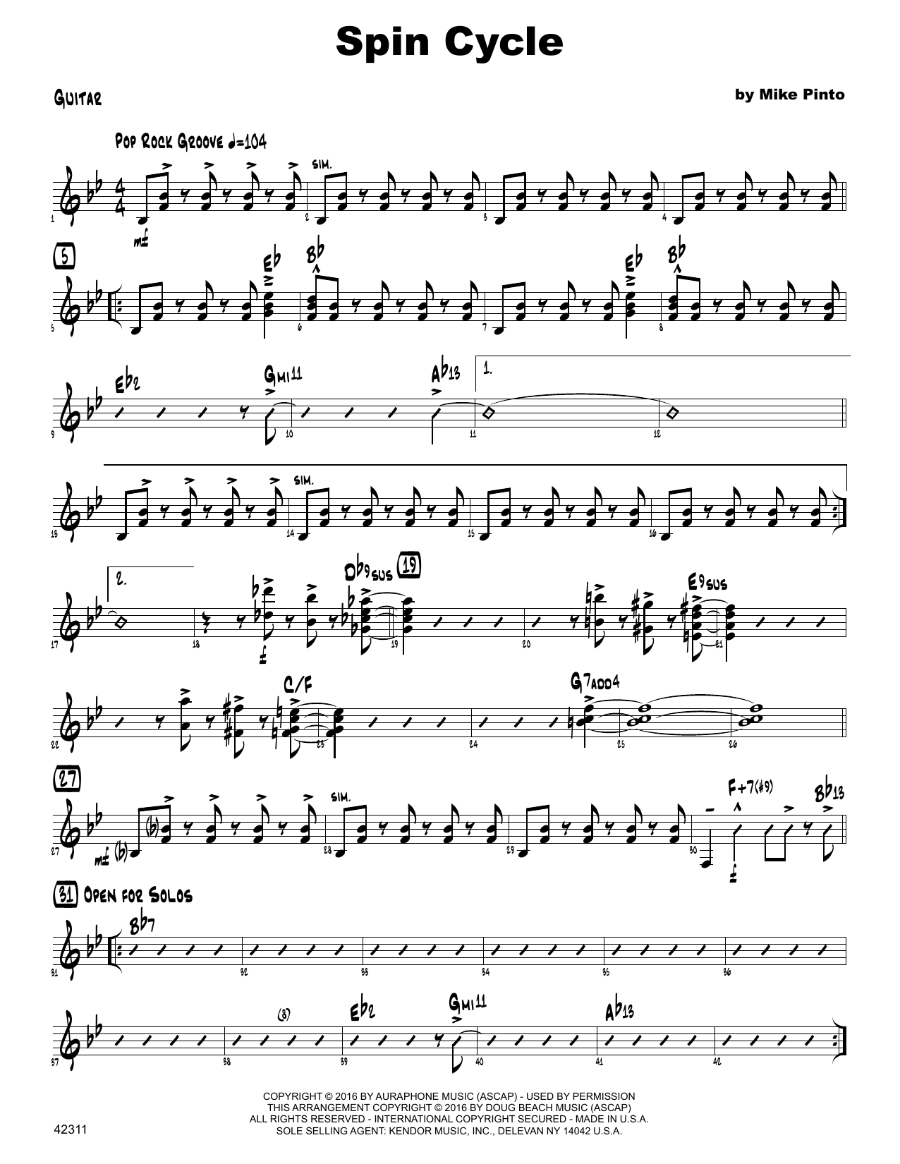 Download Mike Pinto Spin Cycle - Guitar Sheet Music