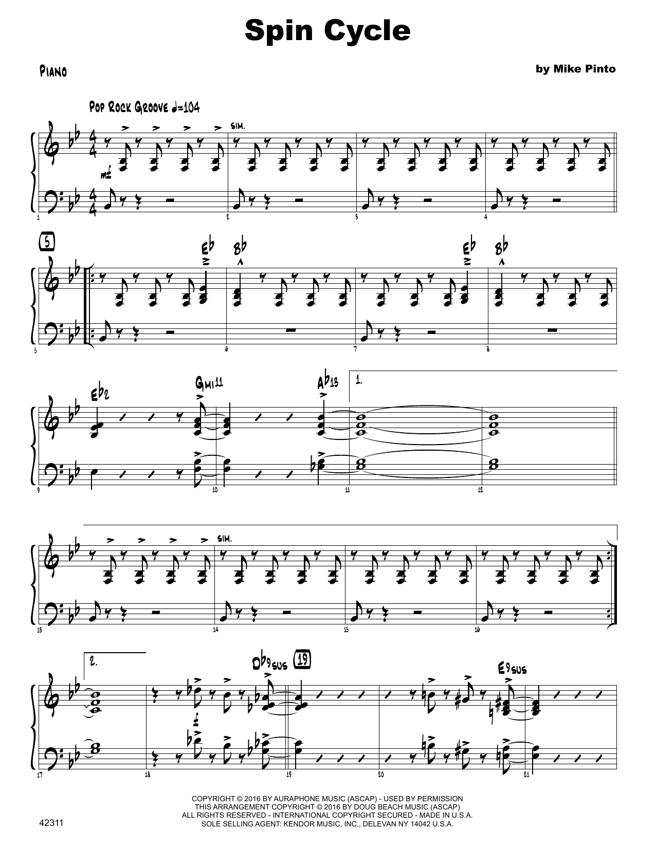 Download Mike Pinto Spin Cycle - Piano Sheet Music