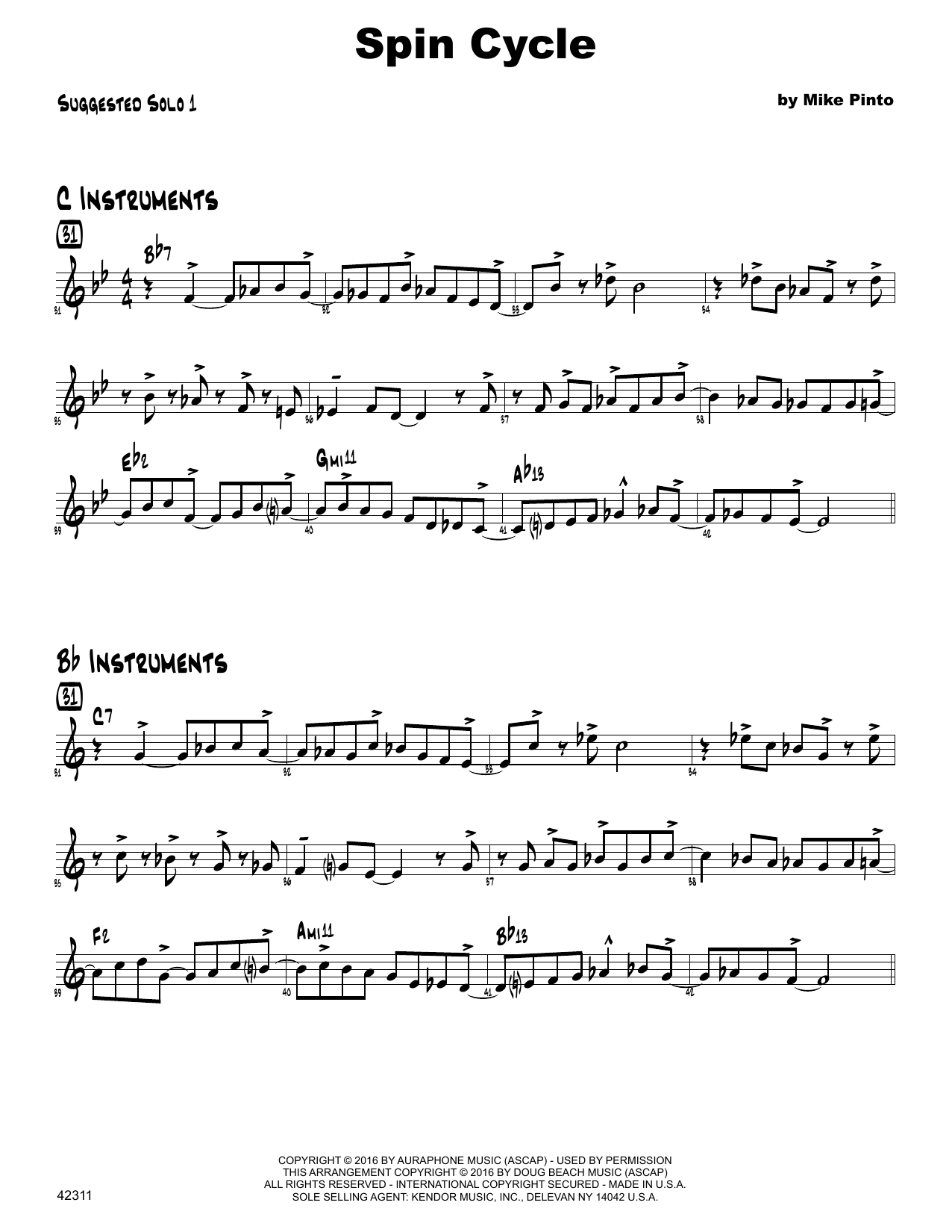Download Mike Pinto Spin Cycle - Solo Sheet Sheet Music
