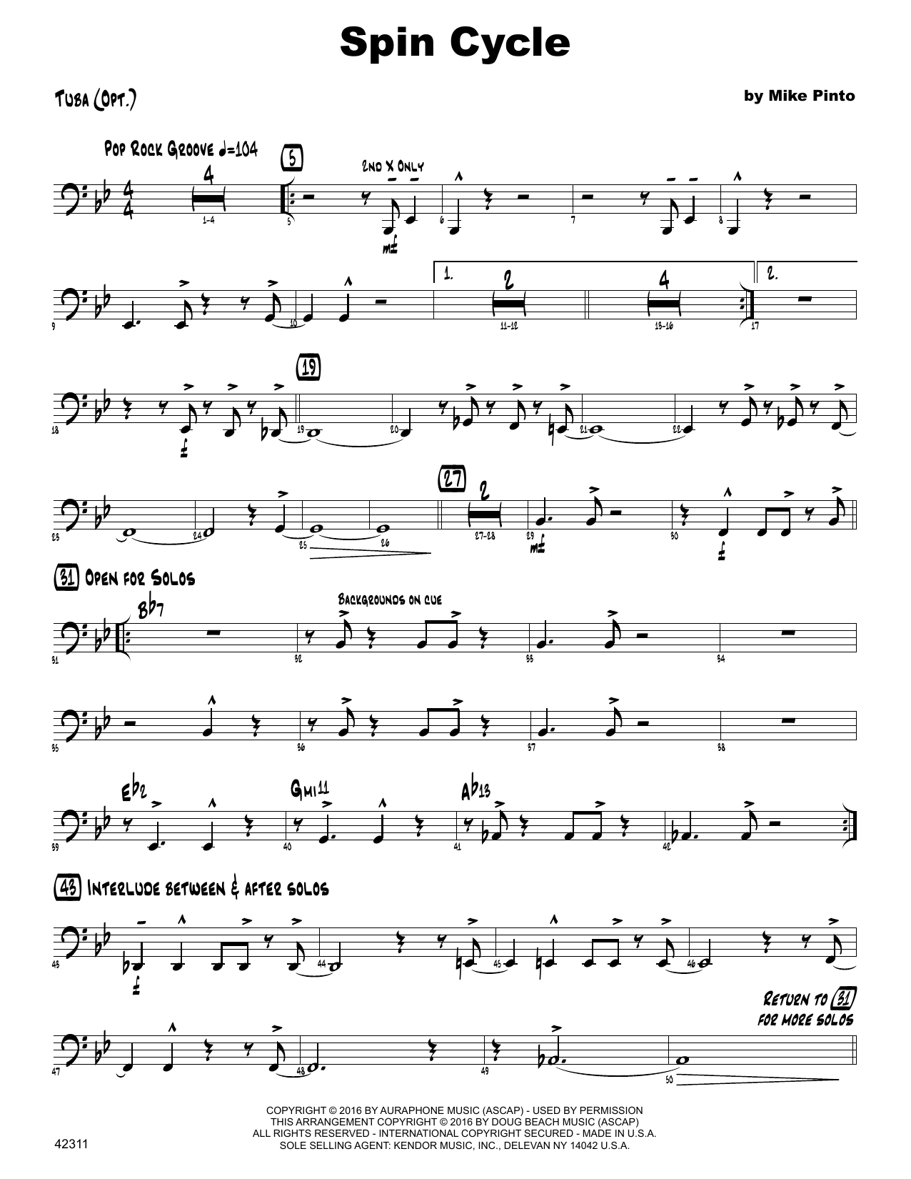 Download Mike Pinto Spin Cycle - Tuba Sheet Music
