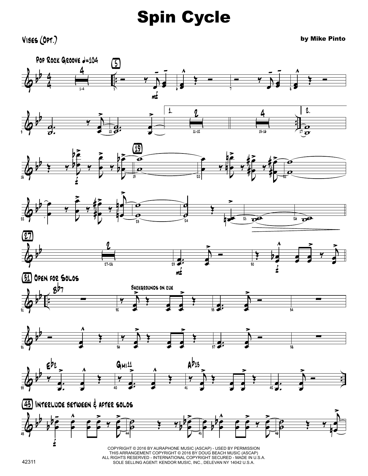 Download Mike Pinto Spin Cycle - Vibes Sheet Music