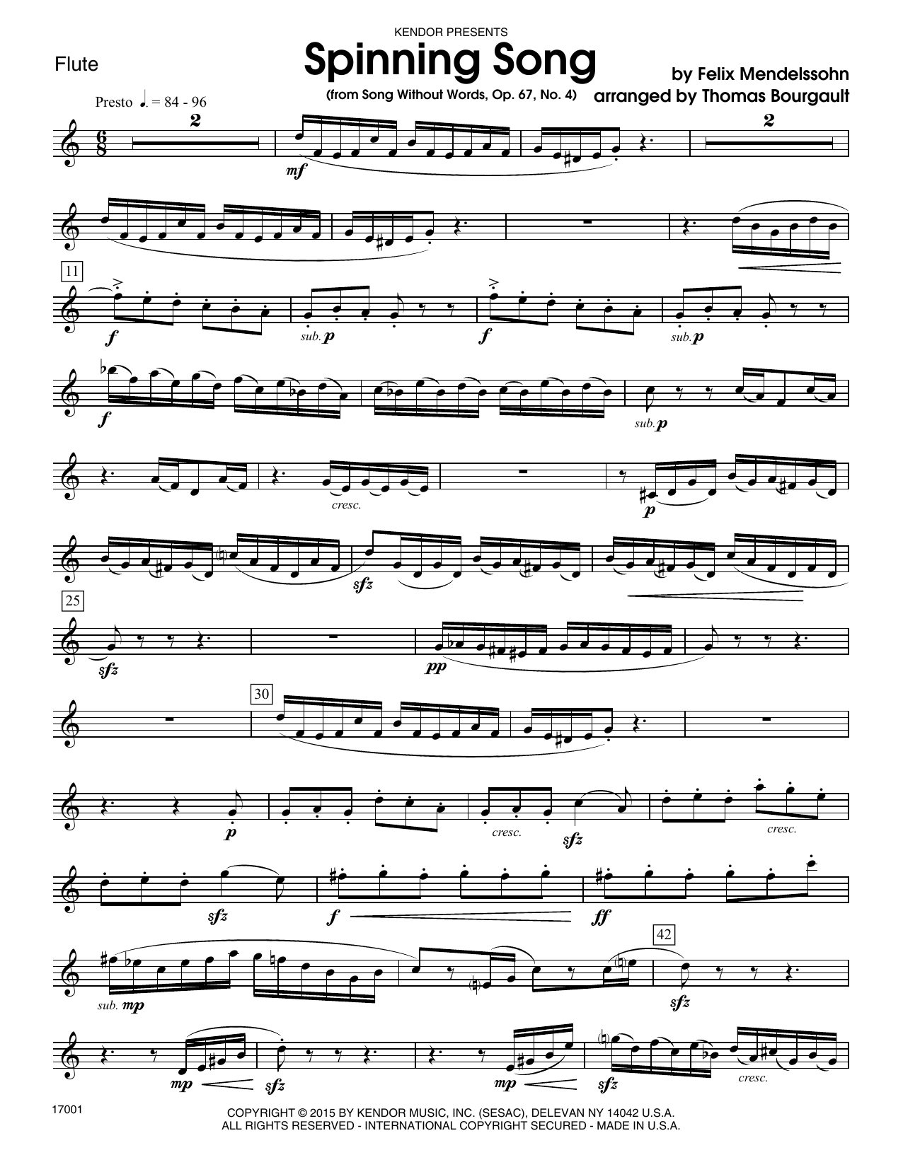 Download Thomas Bourgault Spinning Song (from Song Without Words, Sheet Music