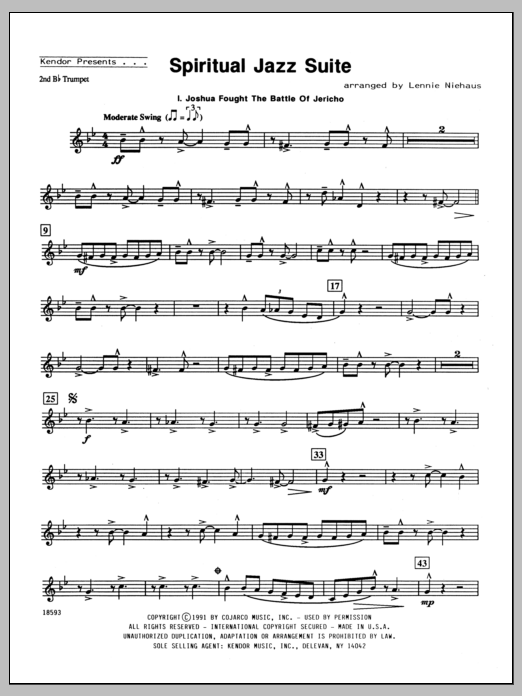 Download Niehaus Spiritual Jazz Suite - 2nd Bb Trumpet Sheet Music