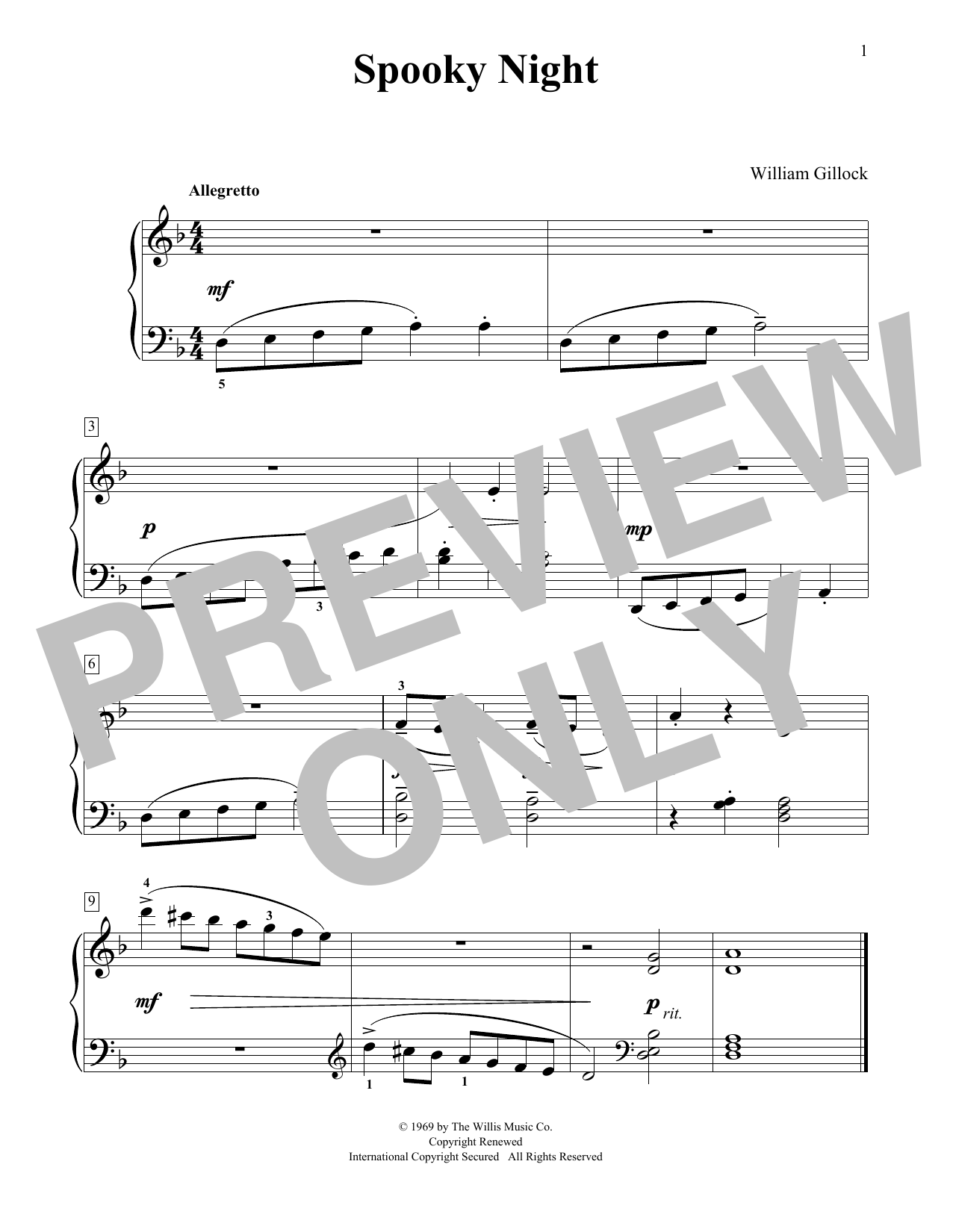 Download William Gillock Spooky Night Sheet Music