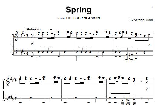 Download Antonio Vivaldi Spring (from The Four Seasons) Sheet Music
