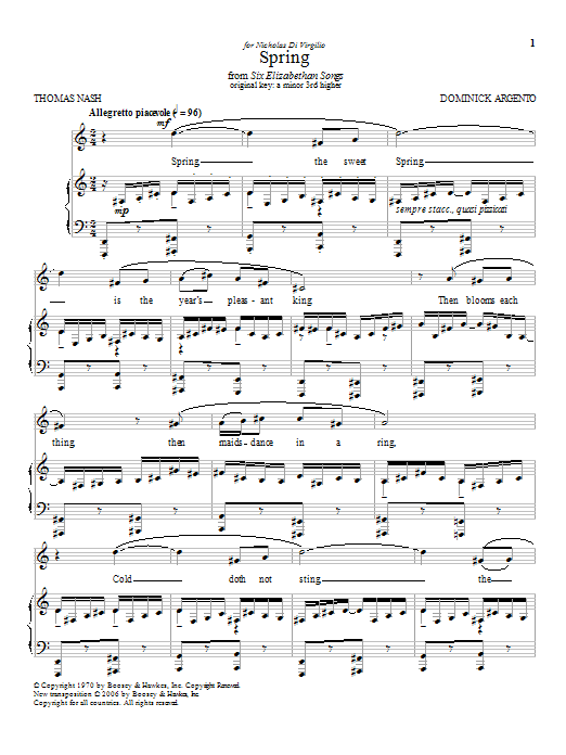 Download Dominick Argento Spring Sheet Music