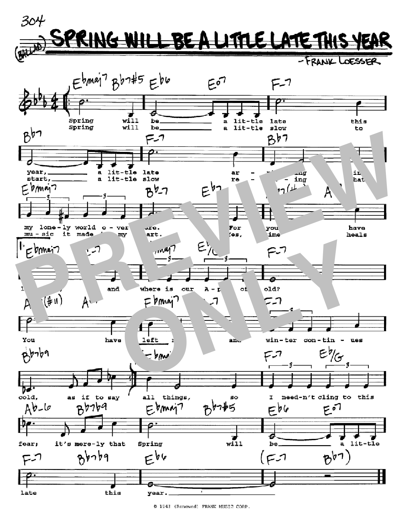 Download Frank Loesser Spring Will Be A Little Late This Year Sheet Music