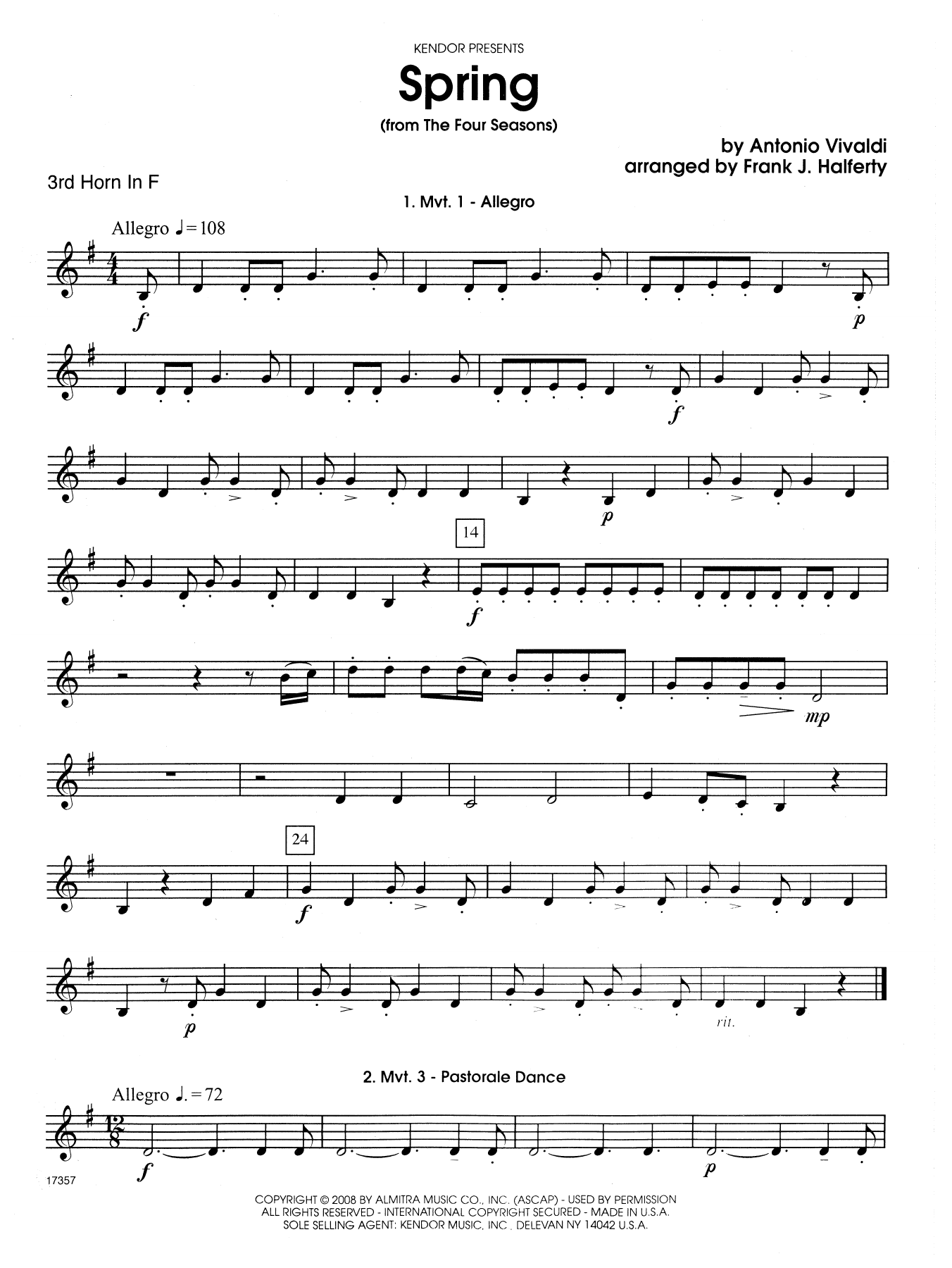 Download Frank J. Halferty Spring (from The Four Seasons) - 3rd Ho Sheet Music