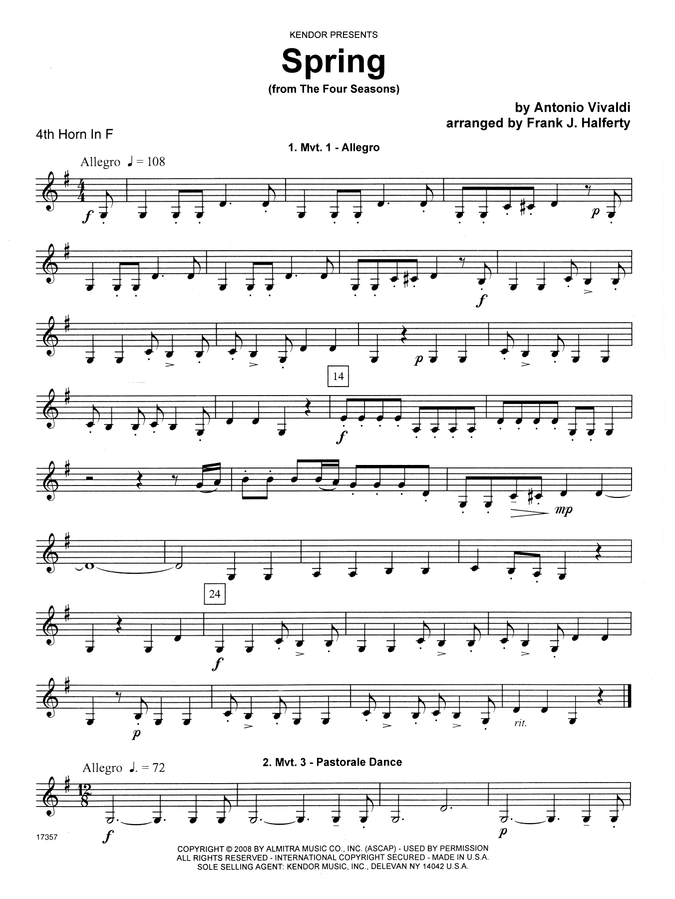 Download Frank J. Halferty Spring (from The Four Seasons) - 4th Ho Sheet Music
