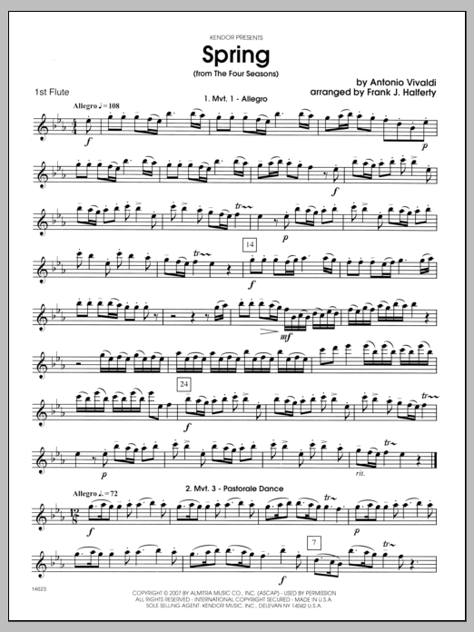Download Halferty Spring (from The Four Seasons) - Flute Sheet Music