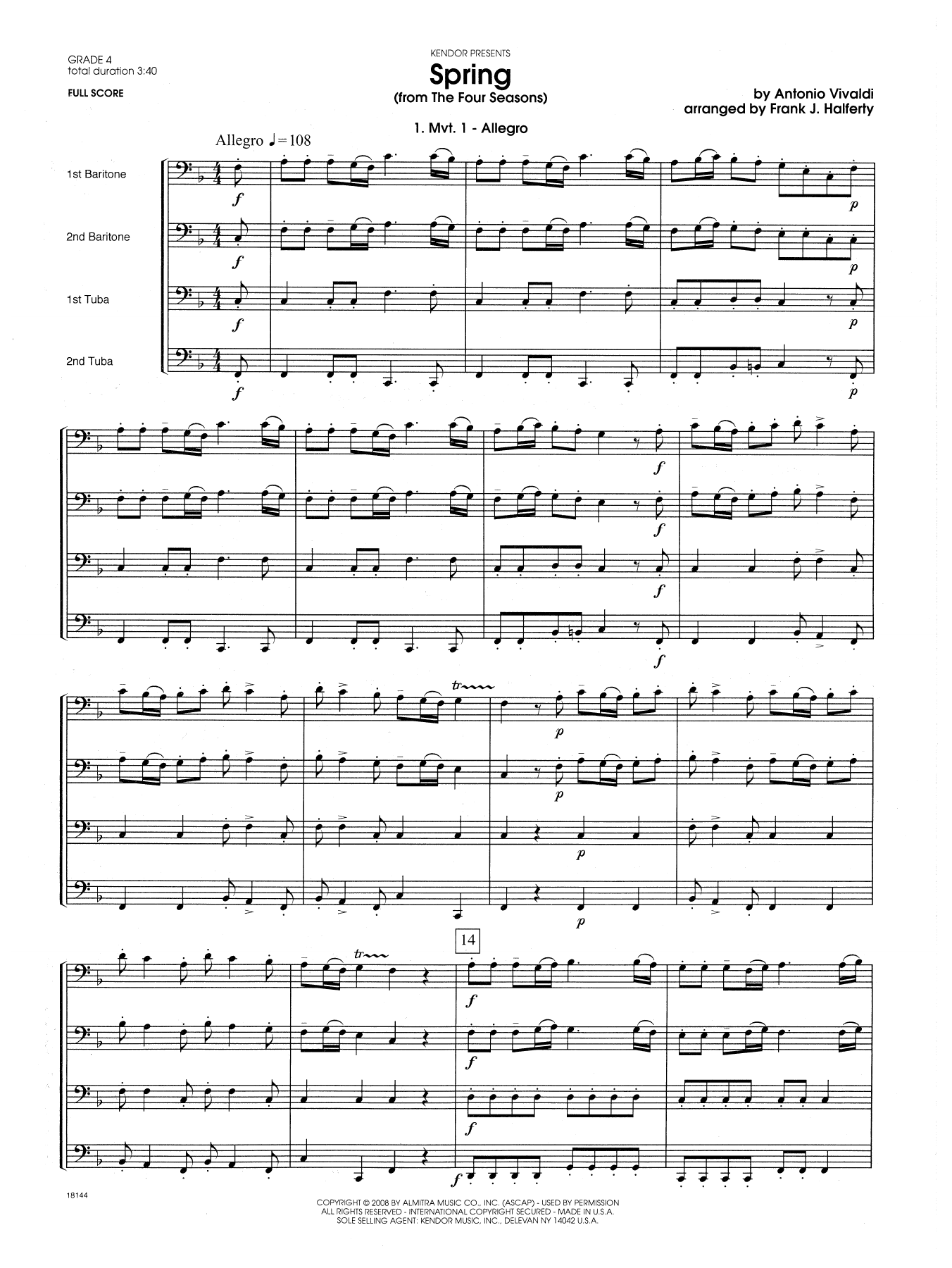 Download Frank J. Halferty Spring (from The Four Seasons) - Full S Sheet Music
