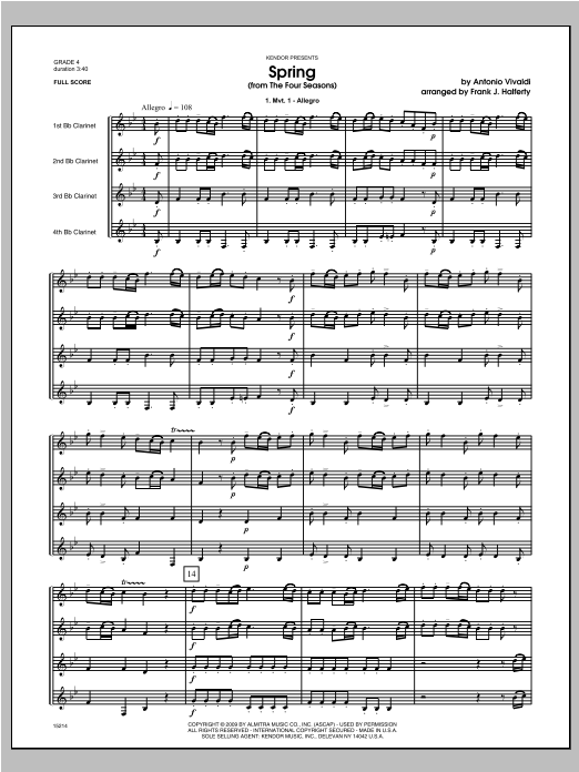 Download Halferty Spring (from The Four Seasons) - Full S Sheet Music