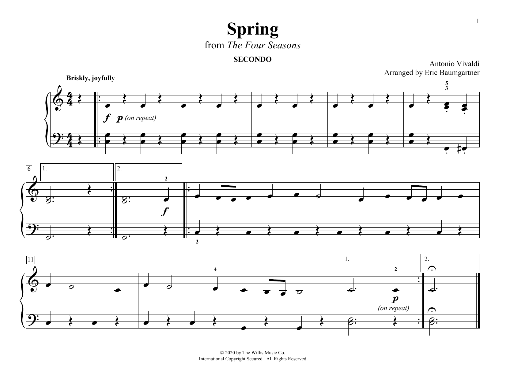 Download Antonio Vivaldi Spring (from The Four Seasons) (arr. Er Sheet Music