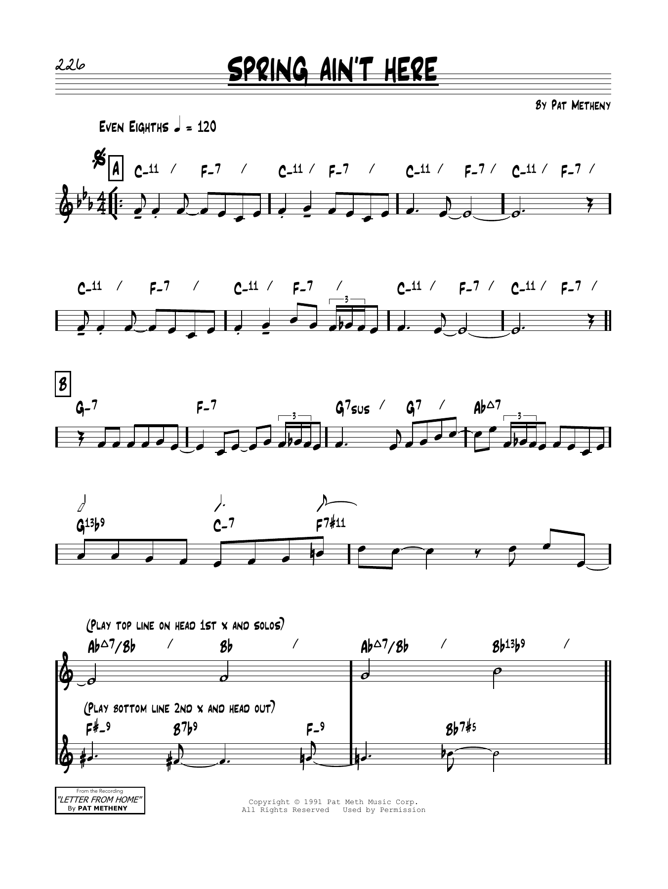 Download Pat Metheny Spring Ain't Here Sheet Music