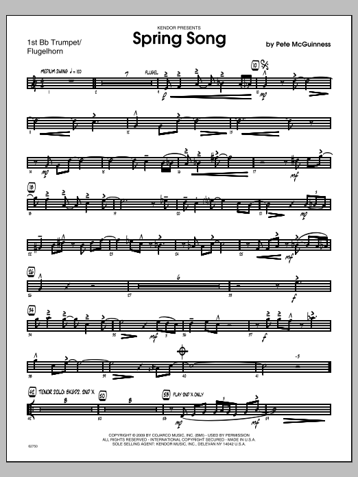 Download McGuinness Spring Song - 1st Bb Trumpet Sheet Music
