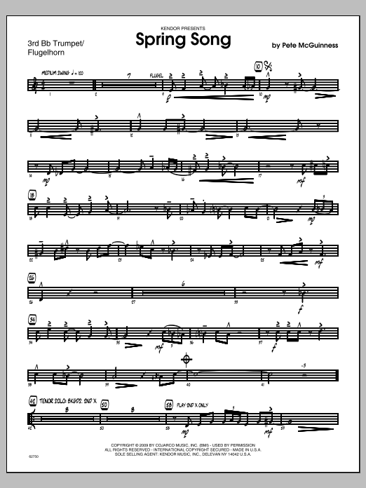 Download McGuinness Spring Song - 3rd Bb Trumpet Sheet Music