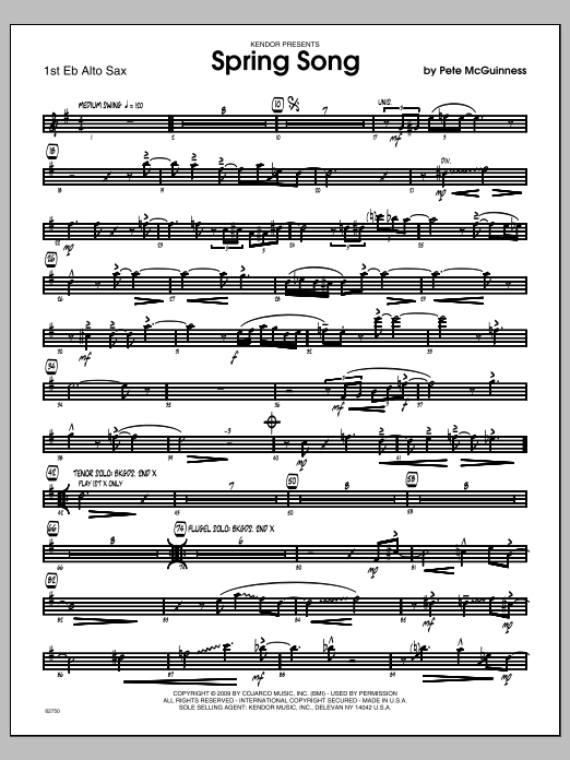 Download McGuinness Spring Song - Alto Sax 1 Sheet Music