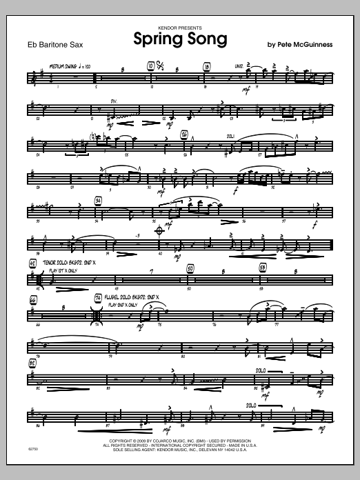 Download McGuinness Spring Song - Baritone Sax Sheet Music